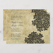 ブラックフローラヴィンテージウエディング招待状 招待状 (正面/裏面)