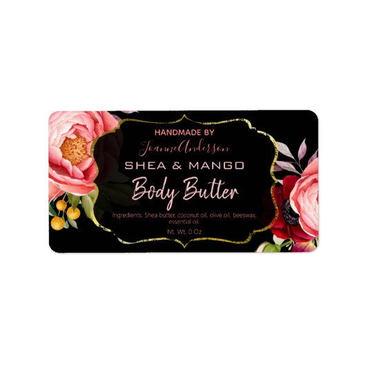 ブラックフローラ体バターラベル ラベル (正面)