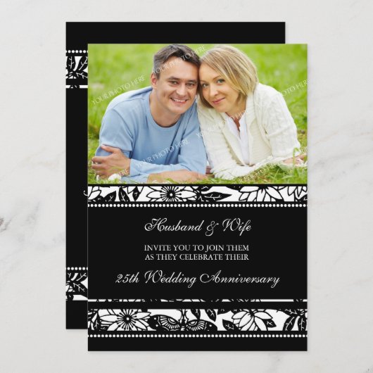 ブラックフローラ写真25周年記念招待状 招待状 (正面/裏面)