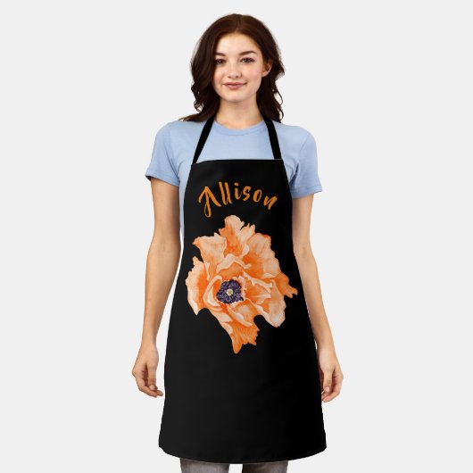 ブラックフローラ女性名エプロン エプロン (着用した状態)