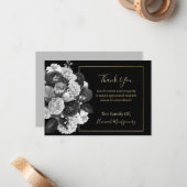 ブラックフローラ悔やみや弔慰ノートカード ノートカード (正面/裏面インサイチュ)