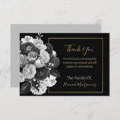 ブラックフローラ悔やみや弔慰ノートカード ノートカード (正面/裏面)