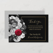 ブラックフローラ悔やみや弔慰ノートカード(赤いバラ) ノートカード (正面/裏面)