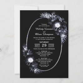 ブラックフローラ楕円結婚式招待状 招待状