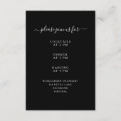 ブラックフローラ牡丹結婚式レセプション エンクロージャーカード (裏面)