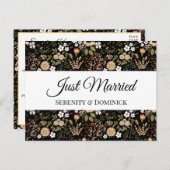 ブラックフローラ結婚たった今結婚しました発表 案内ポストカード (正面/裏面)