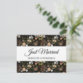 ブラックフローラ結婚たった今結婚しました発表 案内ポストカード (スタンド正面)