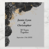 ブラックフローラ結婚のアニバーサリーワインラベル ワインラベル (シングルラベル)