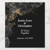 ブラックフローラ結婚のアニバーサリーワインラベル ワインラベル (シングルラベル)