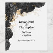 ブラックフローラ結婚のアニバーサリーワインラベル ワインラベル (シングルラベル)