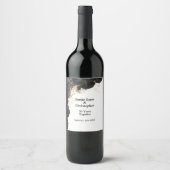 ブラックフローラ結婚のアニバーサリーワインラベル ワインラベル (正面)