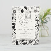 ブラックフローラ結婚のリハーサルディナー 招待状 (スタンド正面)
