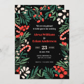 ブラックフローラ結婚クリスマス 招待状 (正面/裏面)