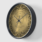 ブラックフローラ結婚サークル50周年 壁時計 (傾斜)