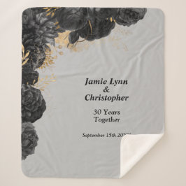 ブラックフローラ結婚ズ記念日シェルパブランケット シェルパブランケット