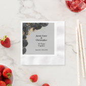 ブラックフローラ結婚ズ記念日ナプキンス 縁ありカクテルナプキン (インサイチュ)