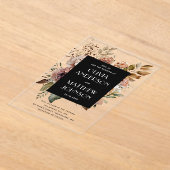 ブラックフローラ結婚ズ | ボホエレガントボタニカル秋 アクリル招待状 (レイダウン)