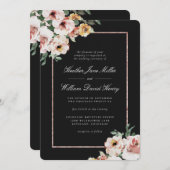 ブラックフローラ結婚ズ 招待状 (正面/裏面)