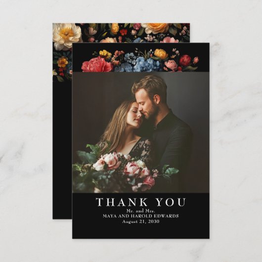 ブラックフローラ結婚植物写真提供 サンキューカード (正面/裏面)