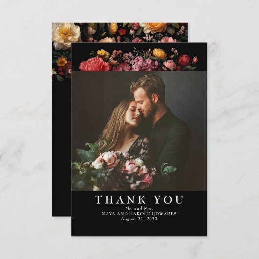 ブラックフローラ結婚植物写真提供 サンキューカード (正面/裏面)