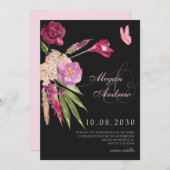 ブラックフローラ結婚美学 招待状 (正面/裏面)