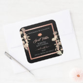 ブラックフローラ製品パッケージングラベルバラ金ゴールド スクエアシール (封筒)