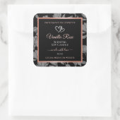 ブラックフローラ製品パッケージングラベルバラ金ゴールド スクエアシール (バッグ)