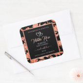 ブラックフローラ製品パッケージングラベルバラ金ゴールド スクエアシール (封筒)