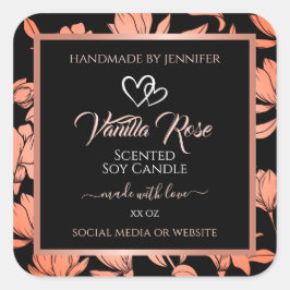 ブラックフローラ製品パッケージングラベルバラ金ゴールド スクエアシール