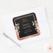 ブラックフローラ製品パッケージングラベルバラ金ゴールド スクエアシール (封筒)