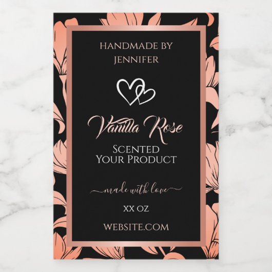 ブラックフローラ製品パッケージングラベルバラ金ゴールド フードラベル (シングルラベル)