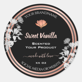 ブラックフローラ製品パッケージングラベルバラ金ゴールド ラウンドシール