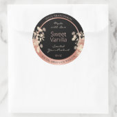 ブラックフローラ製品パッケージングラベルバラ金ゴールド ラウンドシール (バッグ)