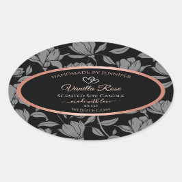 ブラックフローラ製品パッケージングラベルバラ金ゴールド 楕円形シール