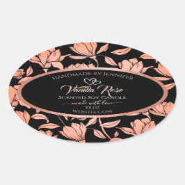 ブラックフローラ製品パッケージングラベルバラ金ゴールド 楕円形シール