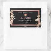 ブラックフローラ製品パッケージングラベルバラ金ゴールド 長方形シール (バッグ)