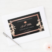 ブラックフローラ製品パッケージングラベルバラ金ゴールド 長方形シール (封筒)