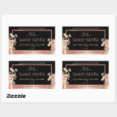 ブラックフローラ製品パッケージングラベルバラ金ゴールド 長方形シール (シート)