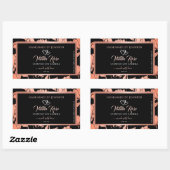 ブラックフローラ製品パッケージングラベルバラ金ゴールド 長方形シール (シート)