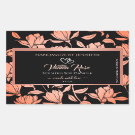 ブラックフローラ製品パッケージングラベルバラ金ゴールド 長方形シール