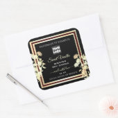 ブラックフローラ製品パッケージングラベルロゴ金ゴールド スクエアシール (封筒)