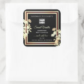 ブラックフローラ製品パッケージングラベルロゴ金ゴールド スクエアシール (バッグ)