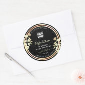 ブラックフローラ製品パッケージングラベルロゴ金ゴールド ラウンドシール (封筒)