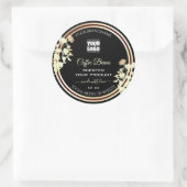 ブラックフローラ製品パッケージングラベルロゴ金ゴールド ラウンドシール (バッグ)