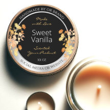 ブラックフローラ製品包装ラベルオレンジシルバー