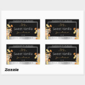 ブラックフローラ製品包装ラベルオレンジシルバー 長方形シール (シート)