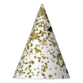 ブラックフローラ金ゴールドグリッターONE 1 1st誕生日パーティー パーティーハット (左)