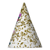 ブラックフローラ金ゴールドグリッターONE 1 1st誕生日パーティー パーティーハット (右)