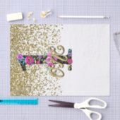 ブラックフローラ金ゴールドグリッターONE 1 1st誕生日パーティー 薄葉紙 (クラフト)