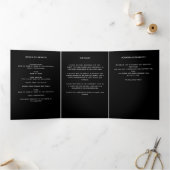 ブラックフローラ金ゴールド写真三回葬儀プログラム 三つ折り案内状 (内部)